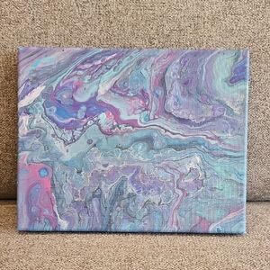 Abstract Canvas Art in Purple and Blue